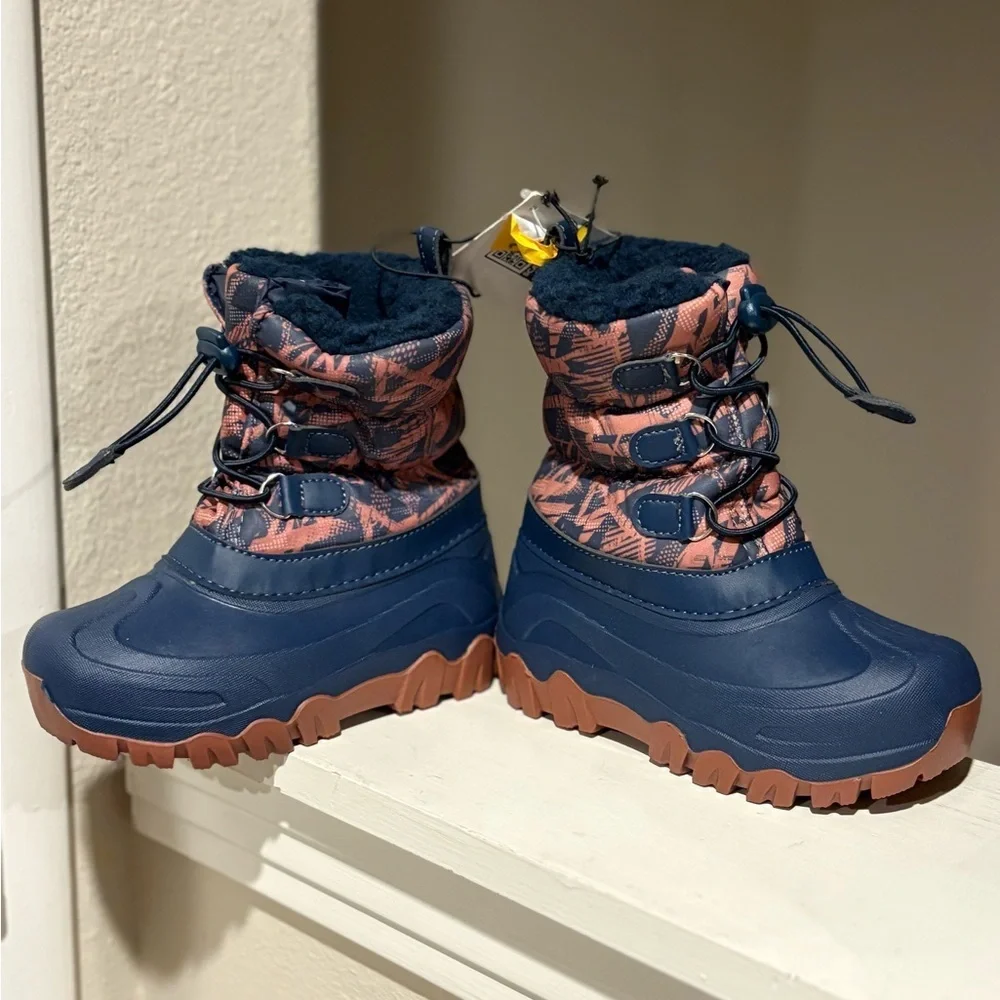 NWT Member's Mark Kids' Snow Rain Winter Boots -10 Cold Rating Blue/Orange 11/12